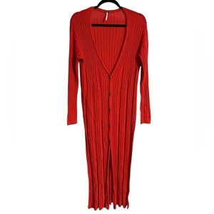 Free People Long Maxi Ribbed Cardigan